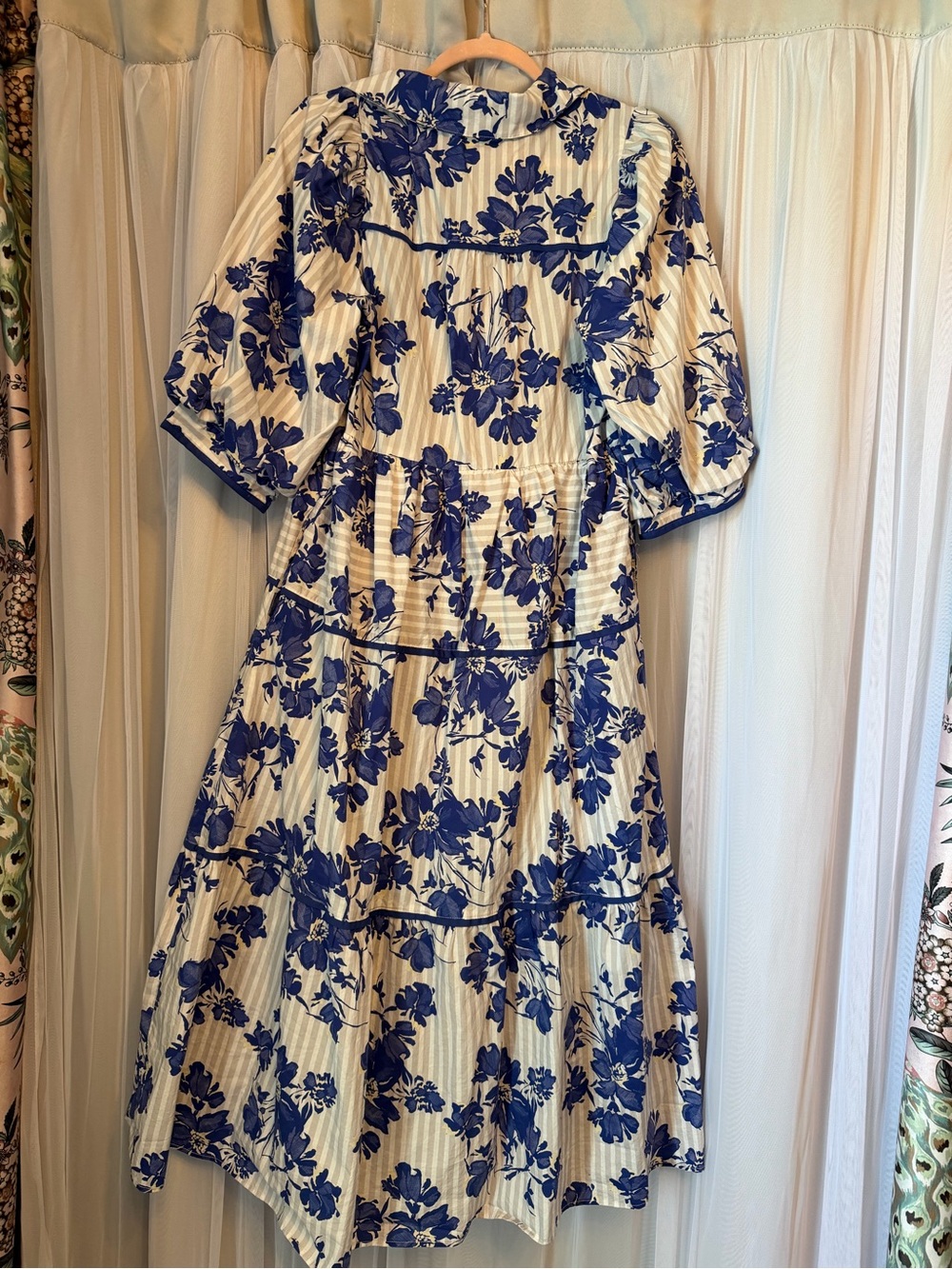 entro Blue & White Floral Tiered Maxi Dress - Picture 2 of 5